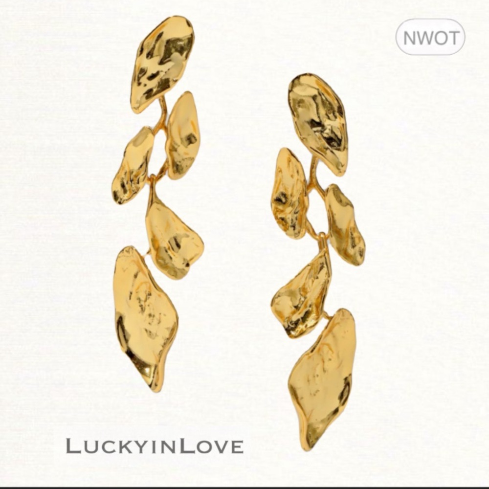 ALEXIS BITTAR • Brut Mosaic Molten Gold Post Cascading Petals Drop Earrings
